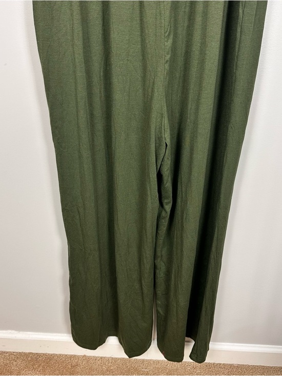 Olive Square Neck Smocked Bodice Wide Leg Jumpsuit XL NWT Vacation Travel Boho - Picture 8 of 11